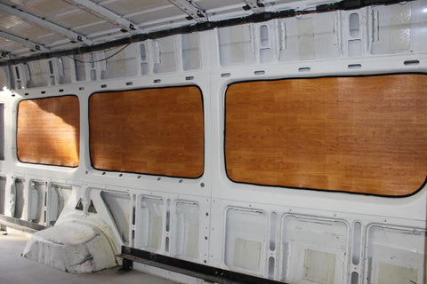 Sprinter passenger van 170" wb rear window insulation set in lt wood