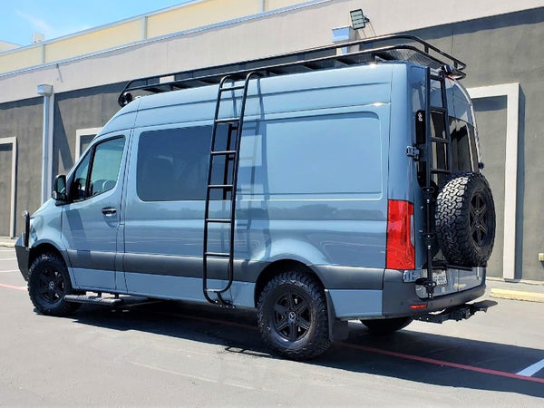 Sprinter rear tire carrier with ladder 