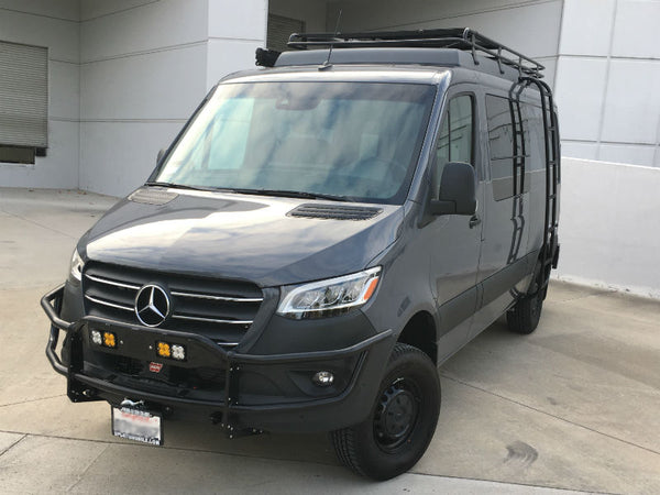 Sprinter front receiver and hidden winch mount - shown with optional winch and light bar