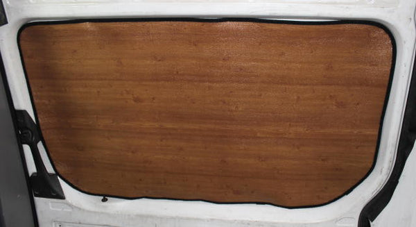 Sprinter slider door insulation panel in dark wood R-10